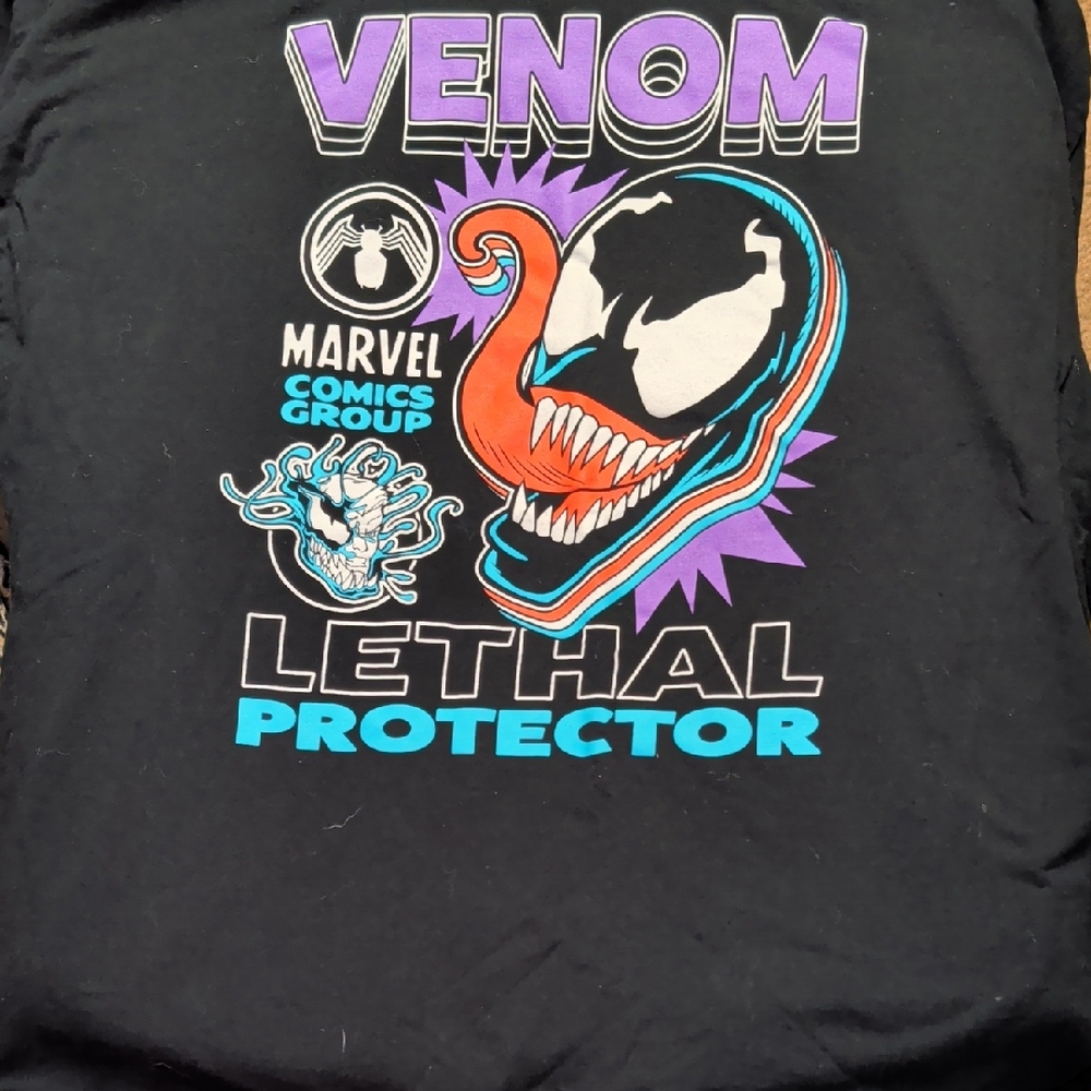 Marvel Venom Black Tee with Purple and Blue Accents